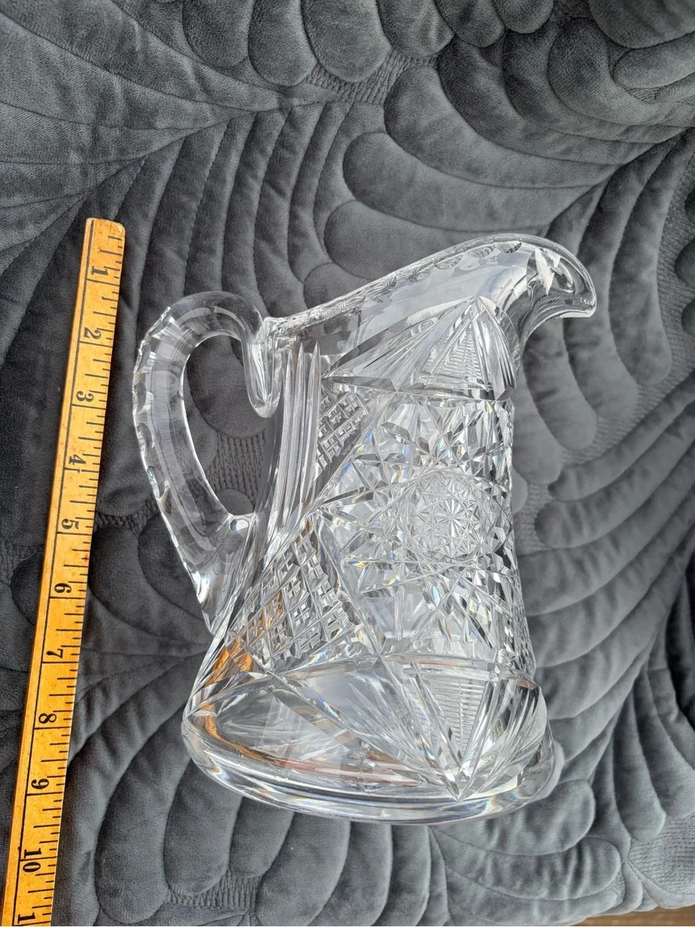 Pressed Cut Glass Pitcher - Clear Crystal-Look